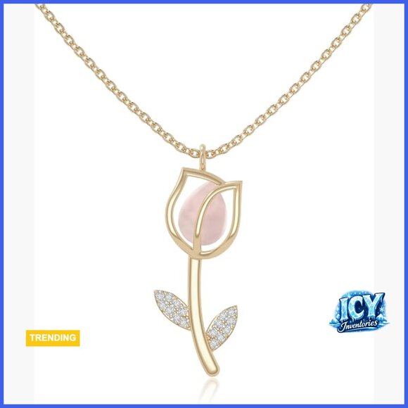 Sterling Silver Pendant Necklace with Rose Quartz and Moissanite